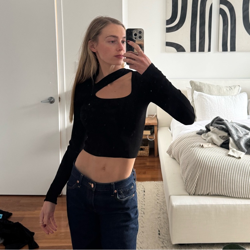 Black Cut-Out Long Sleeve Top